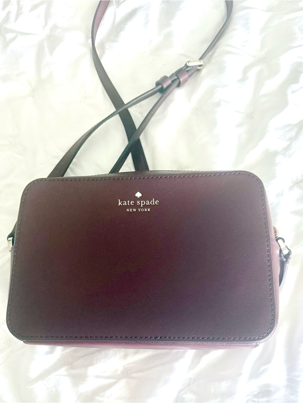 kate spade Plum Leather Crossbody with Gold Logo